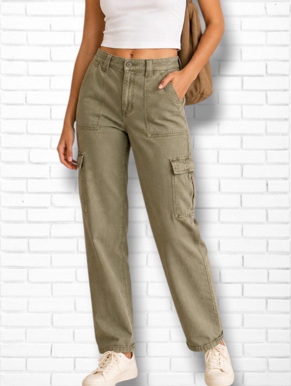 American Eagle Army Green Straight Leg Cargo Pants Size 28/6R x 28"